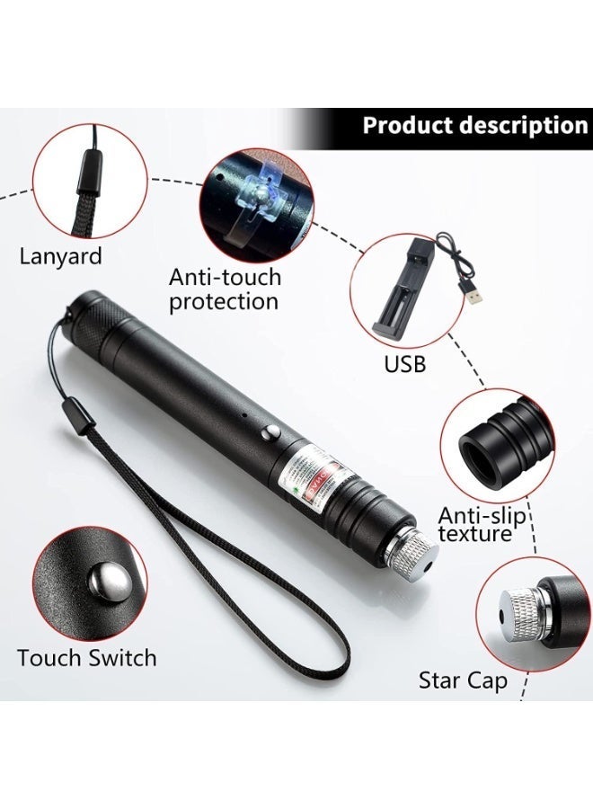 Rechargeable Green Light Pointer, Long Range Beam with Safety Key Lock, USB Charging, Green Dot Light for Presentation, Teaching, Outdoor Use & Cat Toy - Image 2